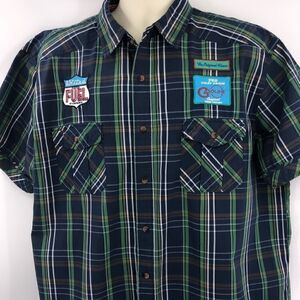 Phat Farm men’s blue green plaid short sleeve shirt Xxl